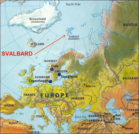 mapa Svalbard